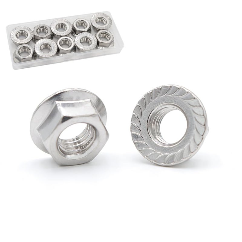 STORMCUBE 1/2"-13 Serrated Flange Nuts 10 Pack 304 Stainless Steel Hex Lock Nuts Full Thread for Industrial Construction Fasteners - Image 1